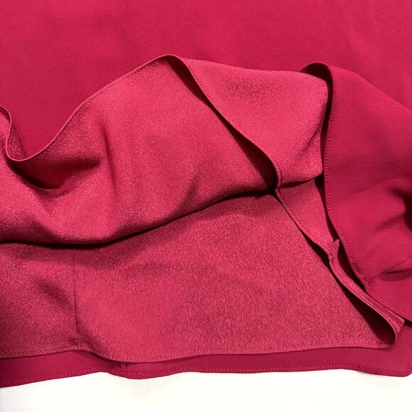 Halston Heritage NWT off-the-shoulder mini dress burgundy ruffled neckline - Picture 7 of 11